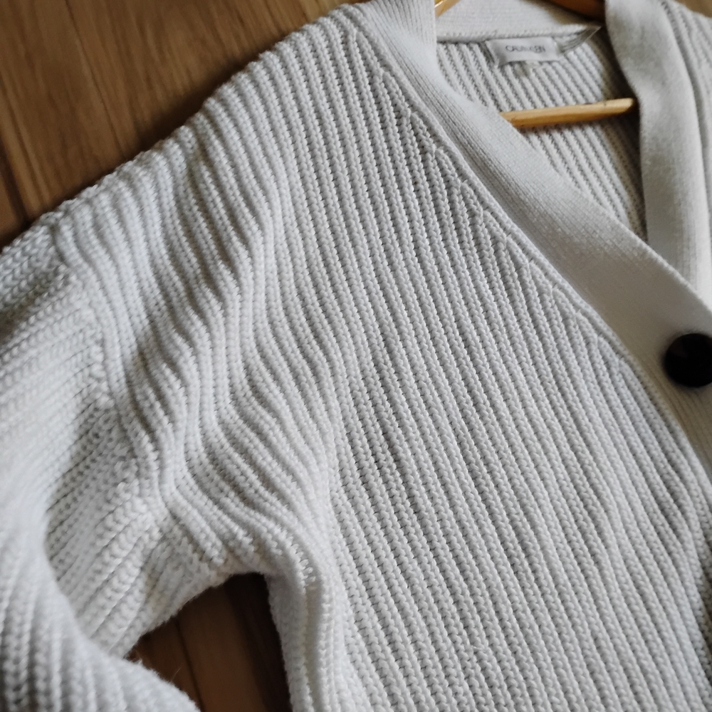 Calvin Klein White Ribbed Cardigan